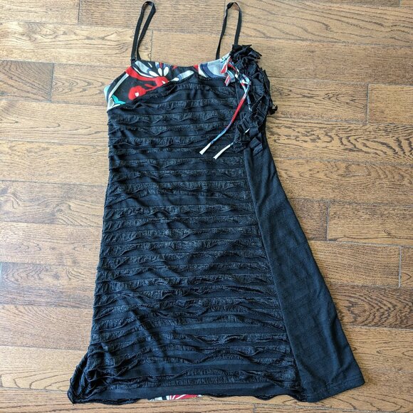 Colorful Floral & Striped Spaghetti Strap Dress - Picture 4 of 4